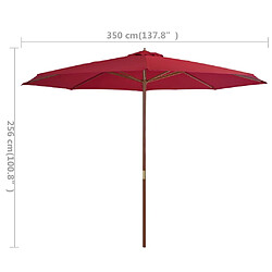 Avis Helloshop26 Parasol avec mât en bois 350 cm bordeaux 02_0008128