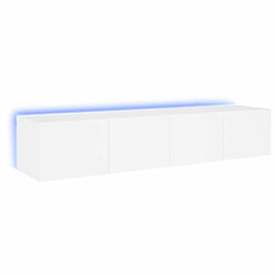 vidaXL Meubles TV muraux avec lumières LED 2 pcs blanc 80x35x31 cm