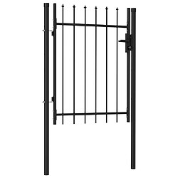 vidaXL Portillon simple porte avec dessus à pointe Acier 1x1,2 m Noir