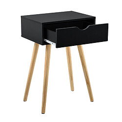 Table de Chevet Arnis Pin 60 x 40 x 29,5 cm Noir [en.casa]