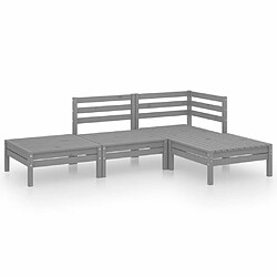 Maison Chic Salon de jardin 4 pcs - Table et chaises d'extérieur - Mobilier/Meubles de jardin Moderne Gris Bois de pin massif -MN82088