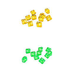 20 pièces dés polyédriques D10 pour donjons et dragons jaune + vert