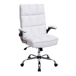 Decoshop26 Chaise de bureau pivotante réglable en hauteur en synthétique blanc forme ergonomique 04_0001872