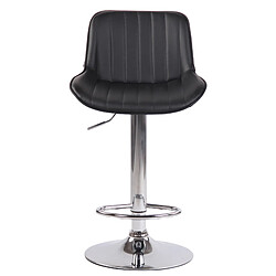 Decoshop26 Tabouret de bar chaise haute x1 en PVC noir coutures verticales support en métal chromé 10_0005096