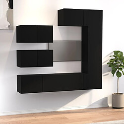 Maison Chic Ensemble de meubles TV 6 pcs | Banc TV Moderne pour salon | Meuble de Rangement - Noir Bois d'ingénierie -MN78871