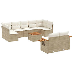 vidaXL Salon de jardin avec coussins 10 pcs beige résine tressée