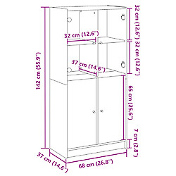 vidaXL Buffet haut avec portes vieux bois 68x37x142 cm bois ingénierie pas cher