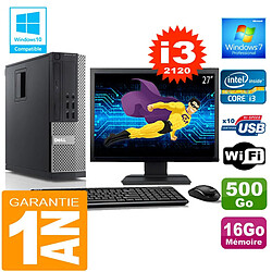 PC DELL 990 SFF Core I3-2120 Ram 16Go Disque 500 Go Wifi W7 Ecran 27" - Occasion