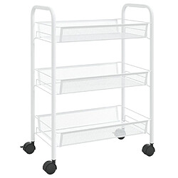 Maison Chic Desserte de cuisine à 3 niveaux | Chariot de cuisine | Meuble de rangement roulant Blanc 46x26x64 cm Fer -GKD10420