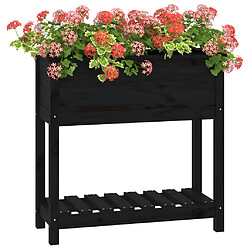 Avis vidaXL Jardinière avec étagère Noir 82,5x34,5x81 cm Bois massif de pin