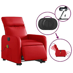 Maison Chic Fauteuil Relax pour salon, Fauteuil inclinable de massage électrique rouge similicuir -GKD56472 pas cher