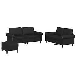 vidaXL Ensemble de canapés 3 pcs avec coussins Noir Similicuir