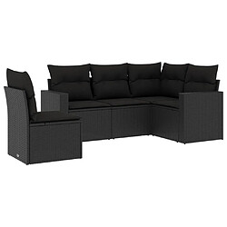 Maison Chic Salon de jardin 5 pcs avec coussins | Ensemble de Table et chaises | Mobilier d'Extérieur noir résine tressée -GKD74954