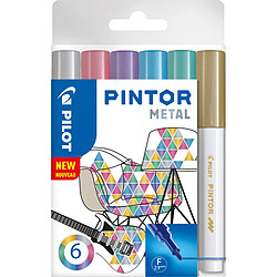 PILOT Marqueur à pigment PINTOR, fin, set de 6 'METAL' ()