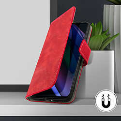 Avizar Étui Oppo Find X3 Neo Portefeuille Support Vidéo Fermeture magnétique Rouge pas cher