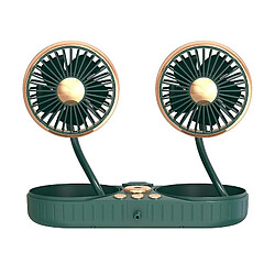 (Or Vert Foncé) Ventilateur à Double Tête De Voiture Ventilateur Réglable à 360 Degrés Ventilateur Pliant Portable Refroidisseur de Voiture