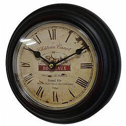 L'Héritier Du Temps Horloge Murale en Fer Noir avec Vitre en Plexiglass Pendule de Cuisine Chateau Canet Bordeaux 4x21x21cm