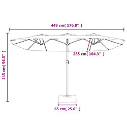 vidaXL Parasol de jardin à double tête avec LED bleu azuré 449x245 cm pas cher