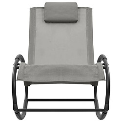 Helloshop26 Transat chaise longue bain de soleil lit de jardin terrasse meuble d'extérieur 105,5 cm avec oreiller acier et textilène gris 02_0012549