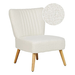 Beliani Fauteuil VAASA Bouclé Blanc 