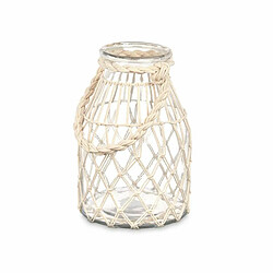 Gift Decor Bougeoir Boîte Blanc Transparent verre Corde 17 x 25 cm (4 Unités)