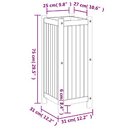 vidaXL Jardinière avec doublure 31x31x75 cm bois massif d'acacia pas cher