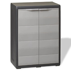 vidaXL Armoire de rangement de jardin avec 1 étagère Noir et gris