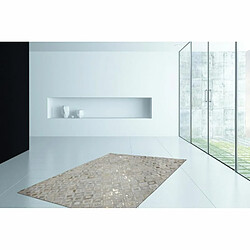 Paris Prix Tapis en Cuir Effet Métallique Spark Ivoire & Or 80 x 150 cm