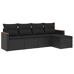 Maison Chic Salon de jardin 5 pcs avec coussins | Ensemble de Table et chaises | Mobilier d'Extérieur noir résine tressée -GKD89048