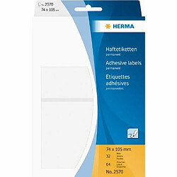 Herma 2570 Étiquettes universelles 74 x 105 mm 64 pièces Blanc