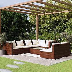 vidaXL Salon de jardin 8 pcs avec coussins Marron Résine tressée