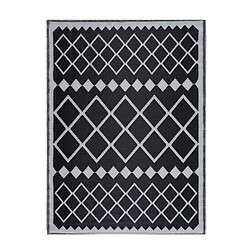 Avril Paris Tapis d'extérieur en plastique tressé - 120x160cm - Noir - Réversible - 100% polypropylène - 400gr / m2 - AGADIR