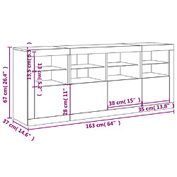 vidaXL Buffet avec lumières LED gris béton 163x37x67 cm pas cher