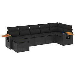 vidaXL Salon de jardin 7 pcs avec coussins noir résine tressée