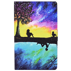 Etui en PU fermeture magnétique avec porte-cartes Fille sous l'arbre pour votre Samsung Galaxy Tab A8 (2021) SM-X200/SM-X205