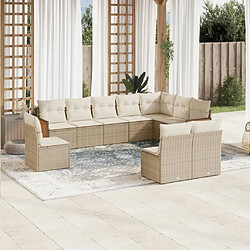 Maison Chic Salon de jardin avec coussins 10 pcs | Ensemble de Table et chaises | Mobilier d'Extérieur beige résine tressée -GKD61926