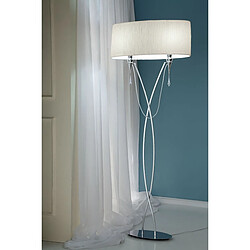 Luminaire Center Lampadaire Lucca 2 Ampoules E27, chrome poli avec Abat jour blanc & cristal transaparent