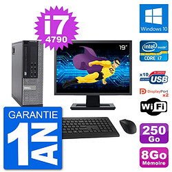 PC Dell 9020 SFF Ecran 19" Intel i7-4790 RAM 8Go Disque 250Go Windows 10 Wifi - Occasion