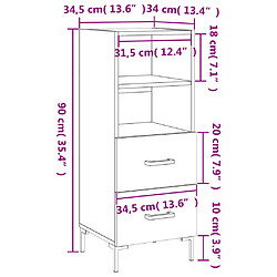 vidaXL Buffet Sonoma gris 34,5x34x90 cm Bois d'ingénierie pas cher