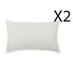 Pegane Lot de 2 Coussins en coton coloris blanc ivoire - Longueur 50 x Profondeur 10 x Hauteur 30 cm