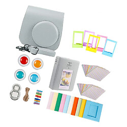 Pour Fujifilm Instax Mini 9 Appareil Photo PU Case Filter + Close Up Lens Gift Set Smoky White pas cher