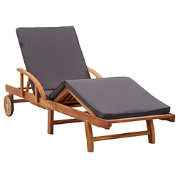 Helloshop26 Transat chaise longue bain de soleil lit de jardin terrasse meuble d'extérieur avec coussin bois d'acacia solide 02_0012347