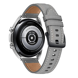 Bracelet en cuir véritable 20mm avec boucle noire pour votre Samsung Galaxy Watch3 41mm - gris