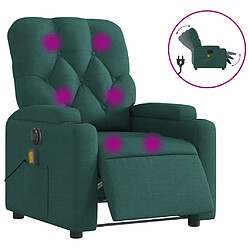 vidaXL Fauteuil de massage inclinable électrique Vert foncé Tissu