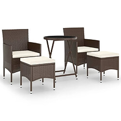 Maison Chic Table de bistro et chaises d'extérieur 5 pcs,Ensemble de bistro de jardin pour relax poly rotin et verre trempé -GKD867974