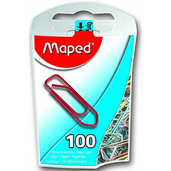 Maped 100 Trombones 25 mm, acier laqué, coloris assortis