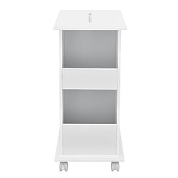 Helloshop26 Table basse table de salon table d'appoint avec roues et avec porte-journaux MDF laqué plastique blanc 53 x 30 x 63 cm 03_0004164