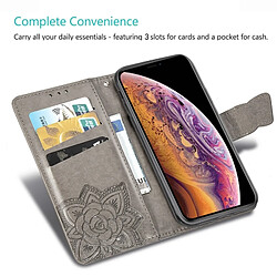 Acheter Wewoo Coque Étui en cuir à rabat Butterfly Love Flowers gaufrage pour iPhone X avec support et logements cartes portefeuille et lanière noir