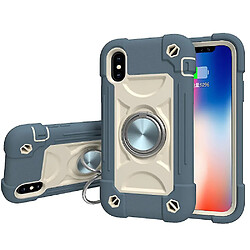 Universal Associable YH pour l'iPhone X / XS / 5.8 Shell de téléphone mobile, coque de support de rotation de couleur de contraste, couvercle de protection tout compris tout compris (bleu smoggy)