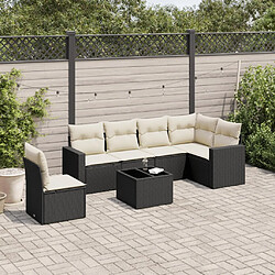 vidaXL Salon de jardin 7 pcs avec coussins noir résine tressée